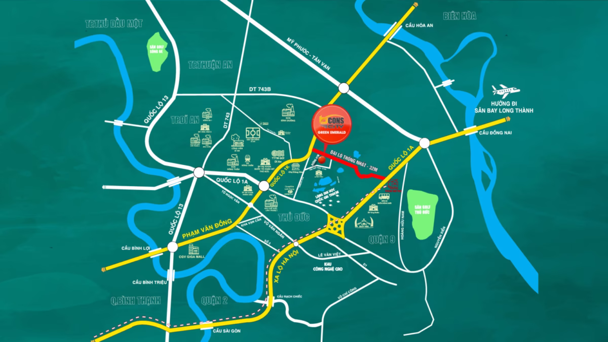Vị trí Bcons City – Tháp Green Emerald