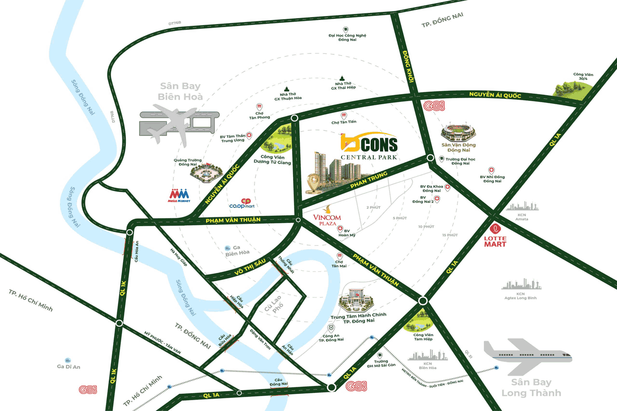 vị trí dự án bcons central park